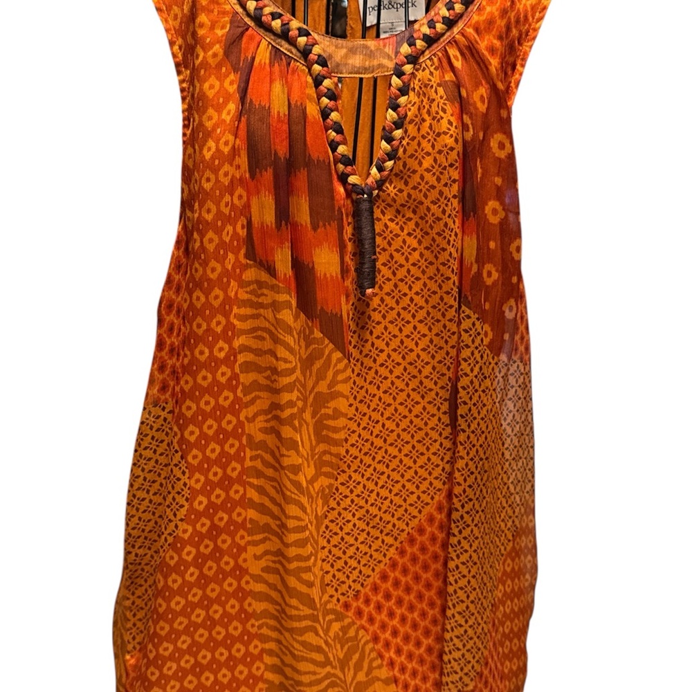 Peck & Peck women’s Vibrant Orange Patterned short sleeve Blouse